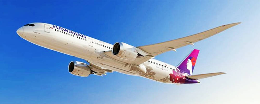 Hawaiian Airlines, purple tail, woman's profile, SD Desktop Wallpaper