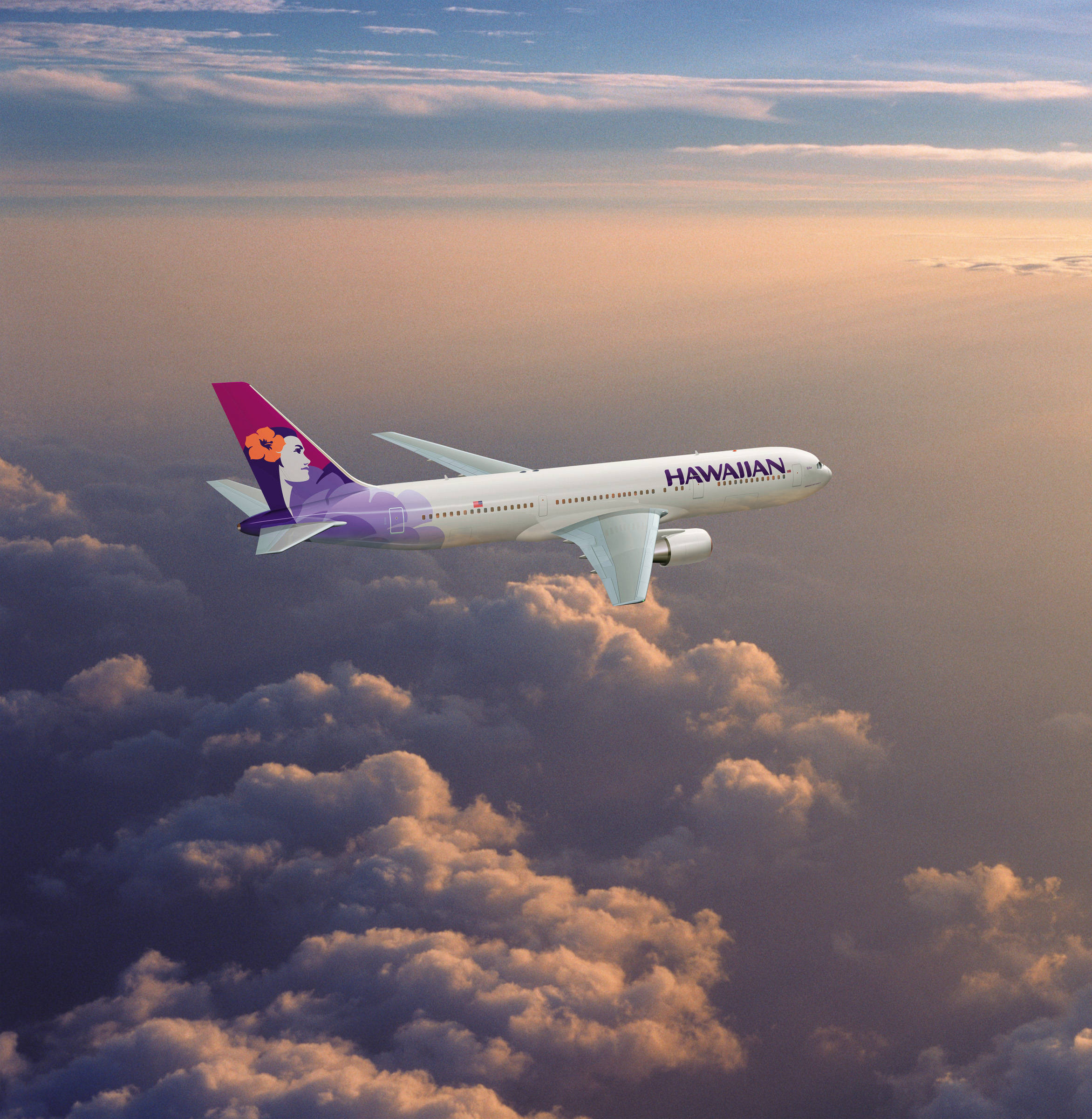 Hawaiian Airlines, plane, golden sunset, Full HD Phone Wallpaper