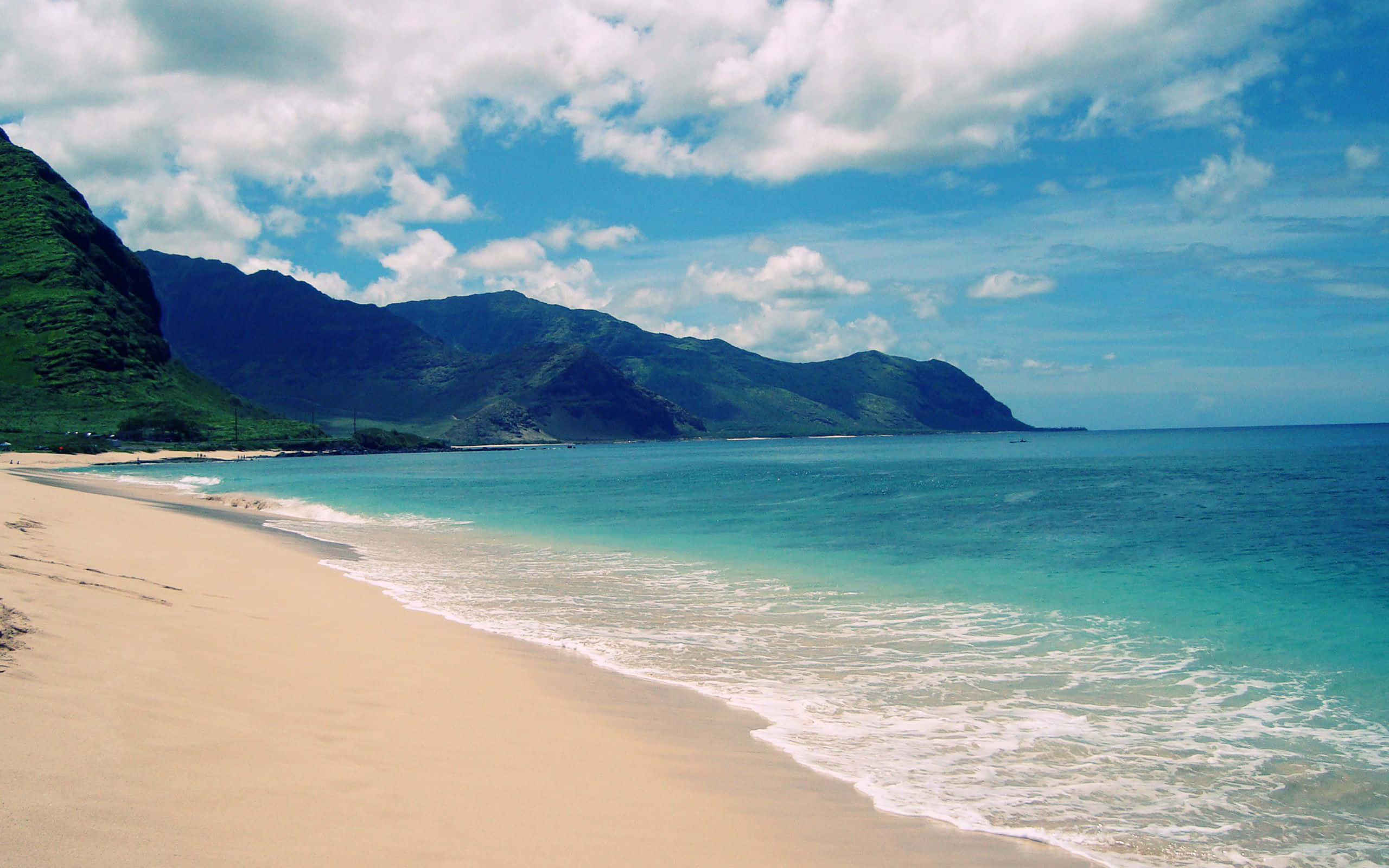 Hawaiian Beach, sunset, turquoise waters, 2K Desktop Wallpaper