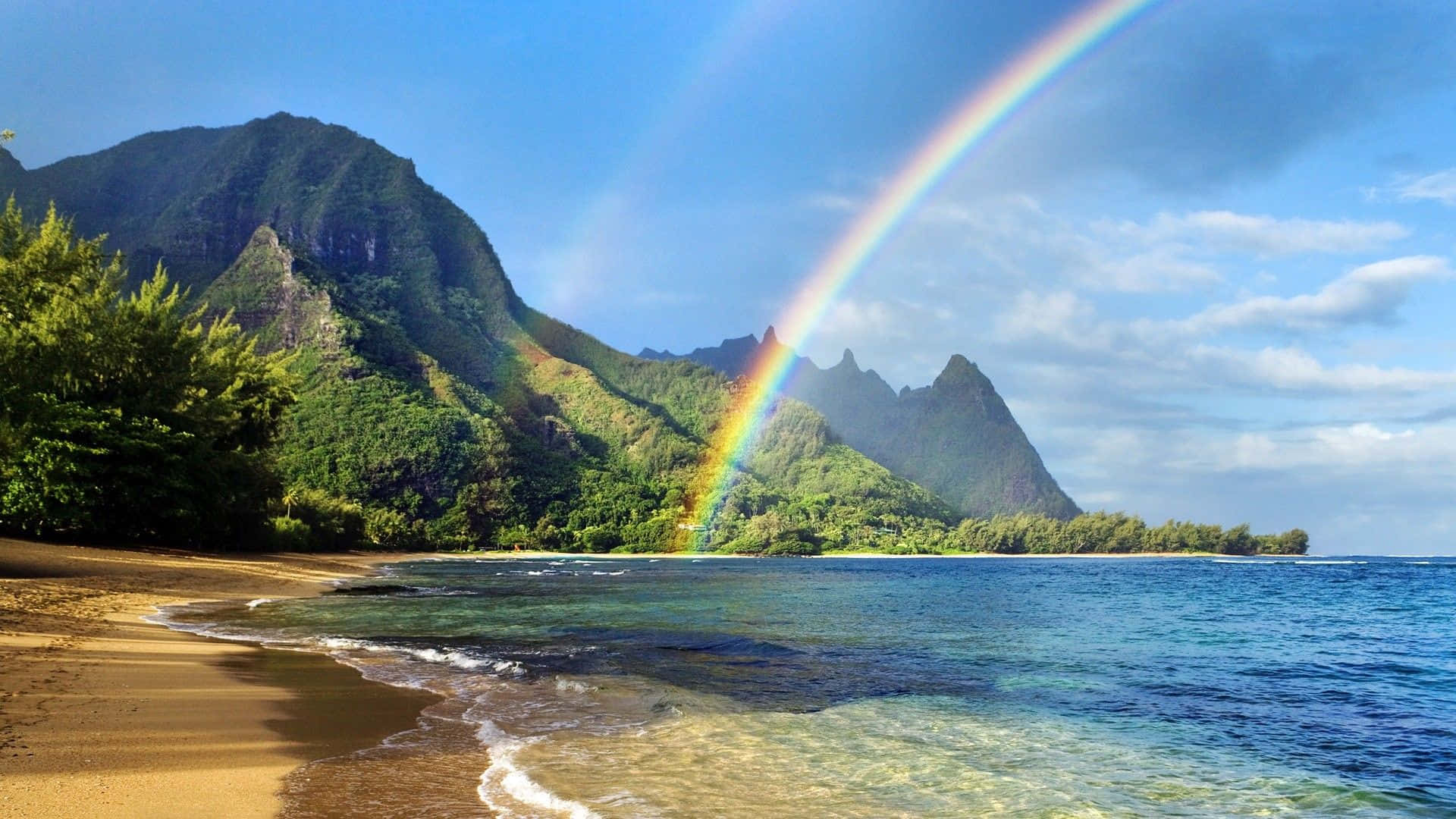 Hawaiian Beach, golden sands, turquoise waters, Full HD Desktop Wallpaper