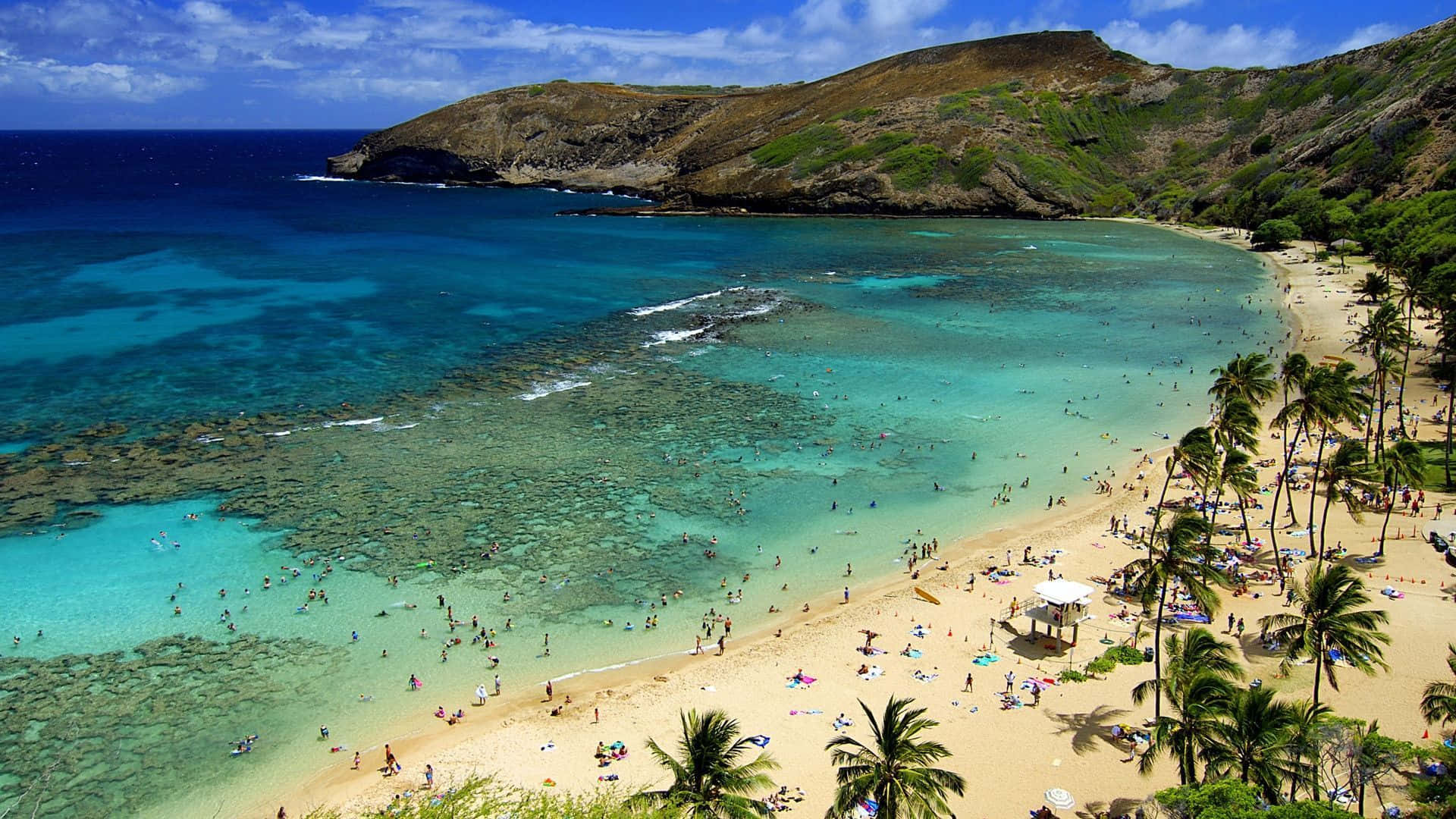 Hawaiian Beach, turquoise waters, coral reefs, Full HD Desktop Wallpaper