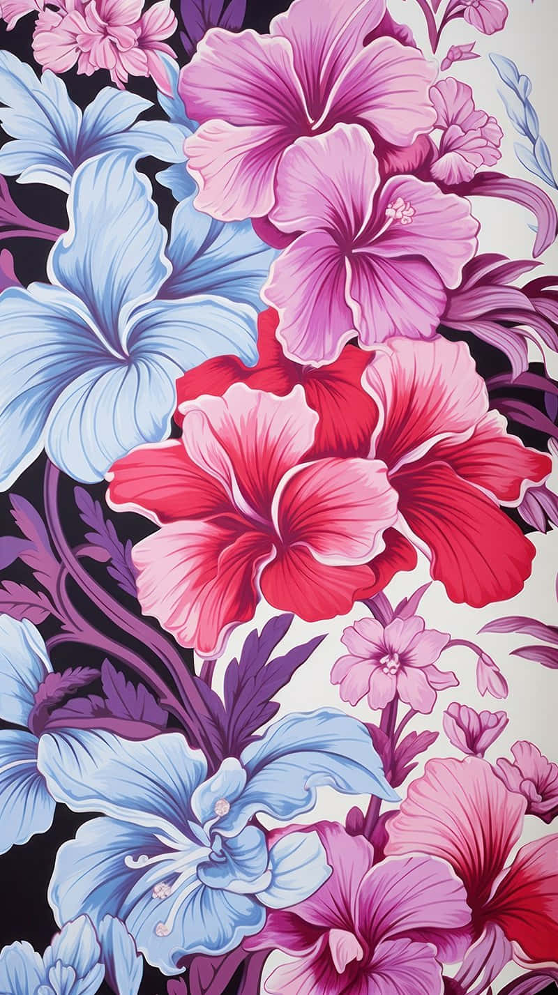 Hawaiian Flower, tropical hibiscus flowers, bold pink red, HD Phone Wallpaper