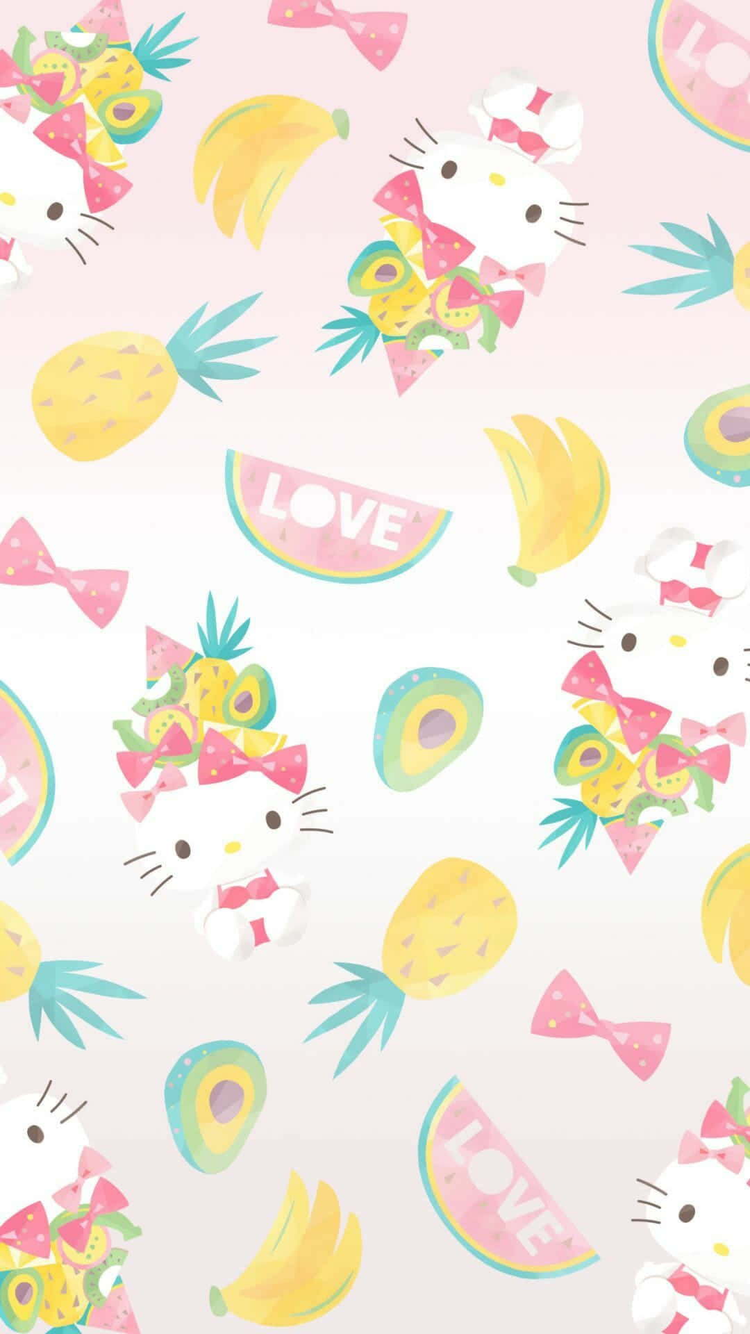 Hello Kitty, kawaii aesthetic, tropical fruits, Full HD Phone Wallpaper