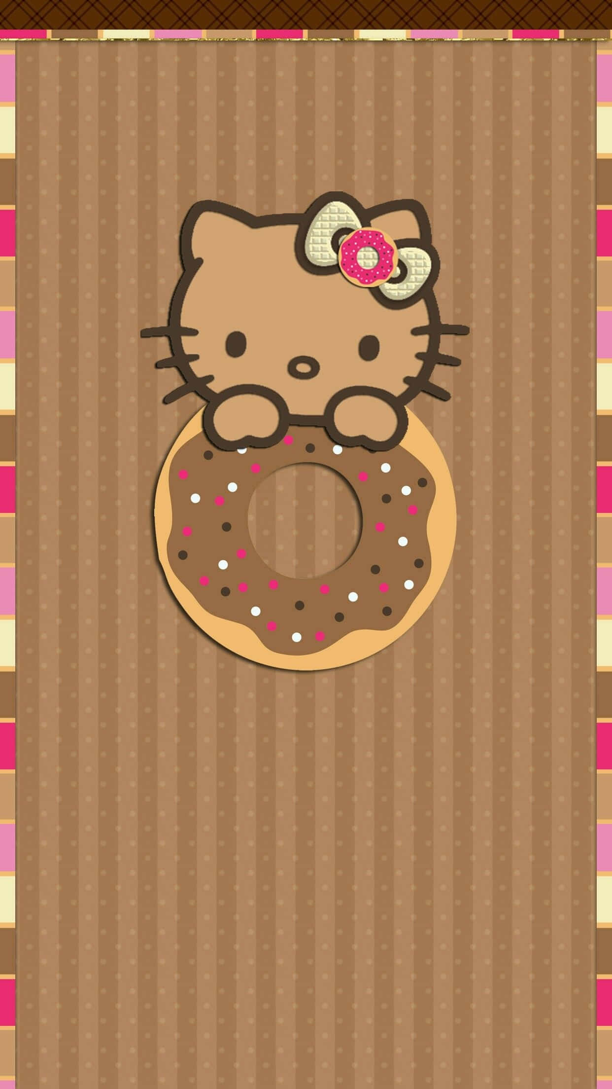 Hawaiian Hello Kitty, donut, chocolate sprinkle donut, Full HD Phone Wallpaper