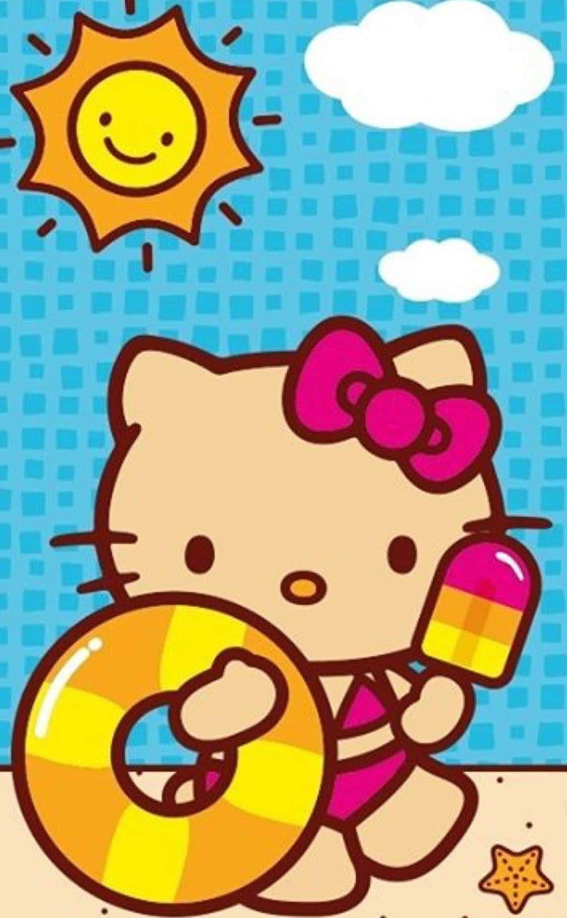 Hello Kitty, pink swimsuit, popsicle, HD Phone Wallpaper