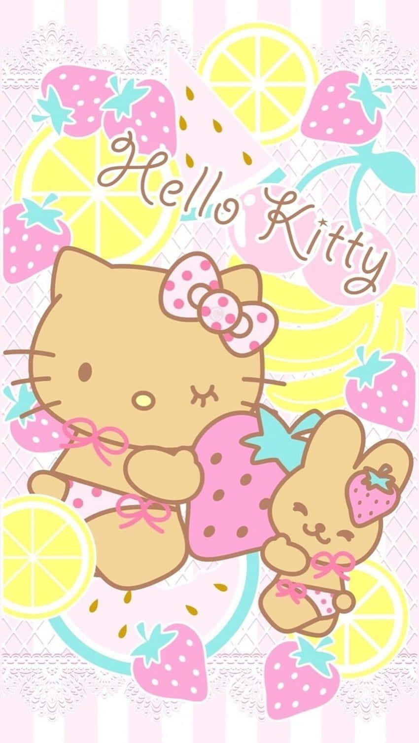 Hello Kitty, friend, pink swimsuits, HD Phone Wallpaper