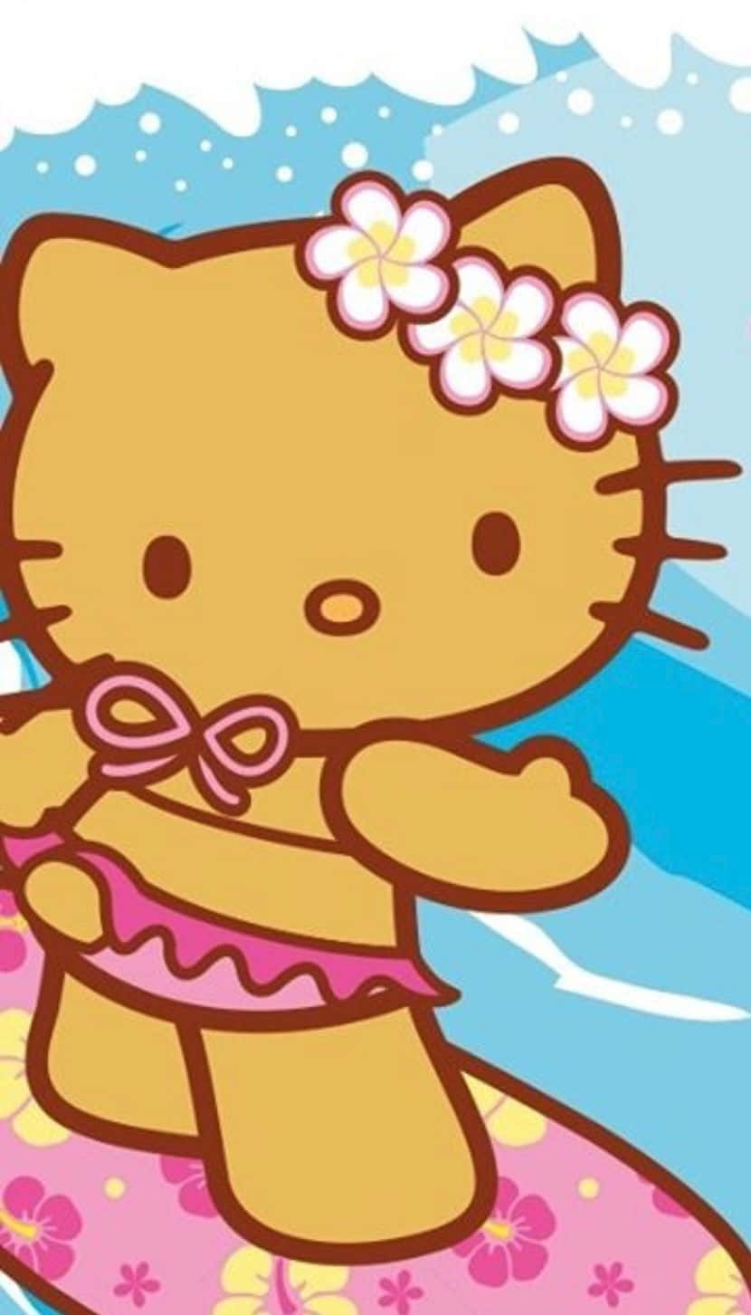 Hello Kitty, pink floral swimsuit, flower crown, HD Phone Wallpaper