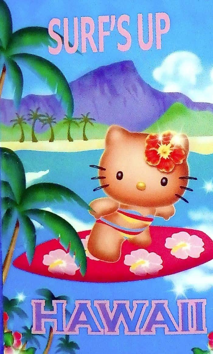 Hello Kitty, bikini, red hibiscus flower, SD Phone Wallpaper