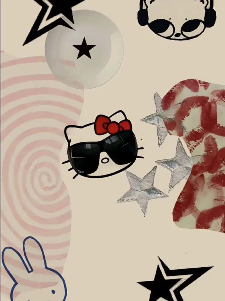 Hawaiian Hello Kitty, Hello Kitty, sunglasses, SD Phone Wallpaper