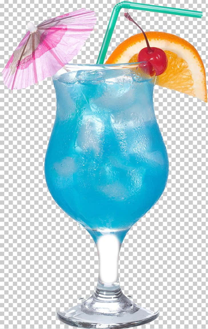 blue hawaii, hurricane glass, orange slice, SD Phone Wallpaper