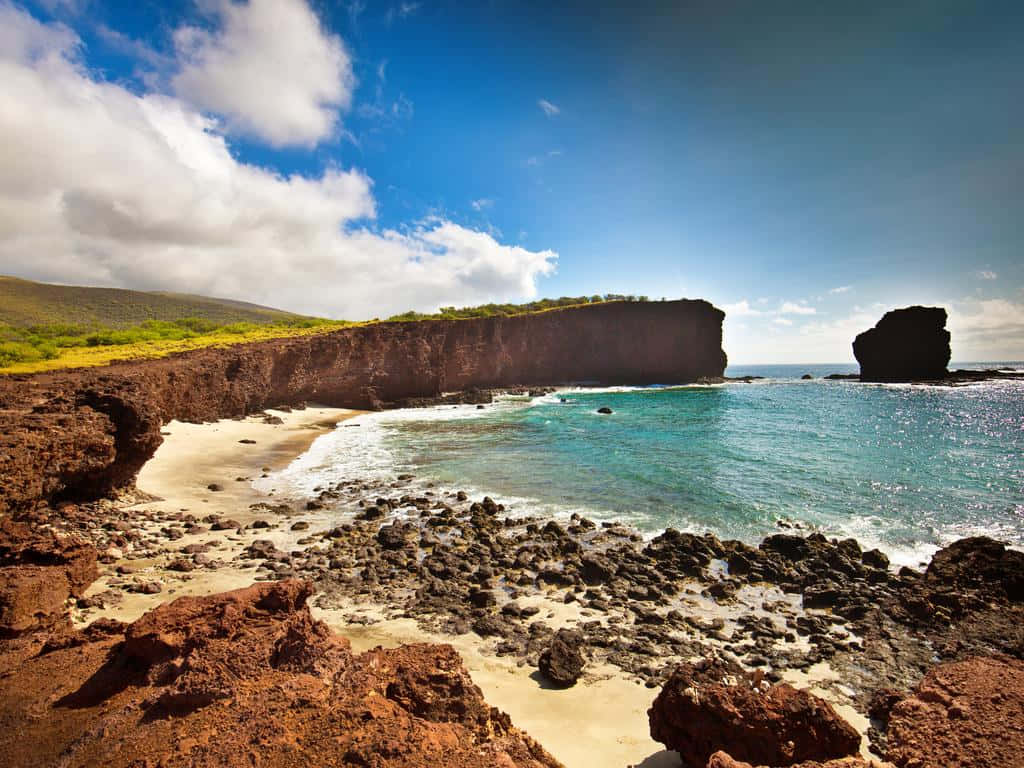 Hawaiian Island, sunset, turquoise waters, SD Desktop Wallpaper