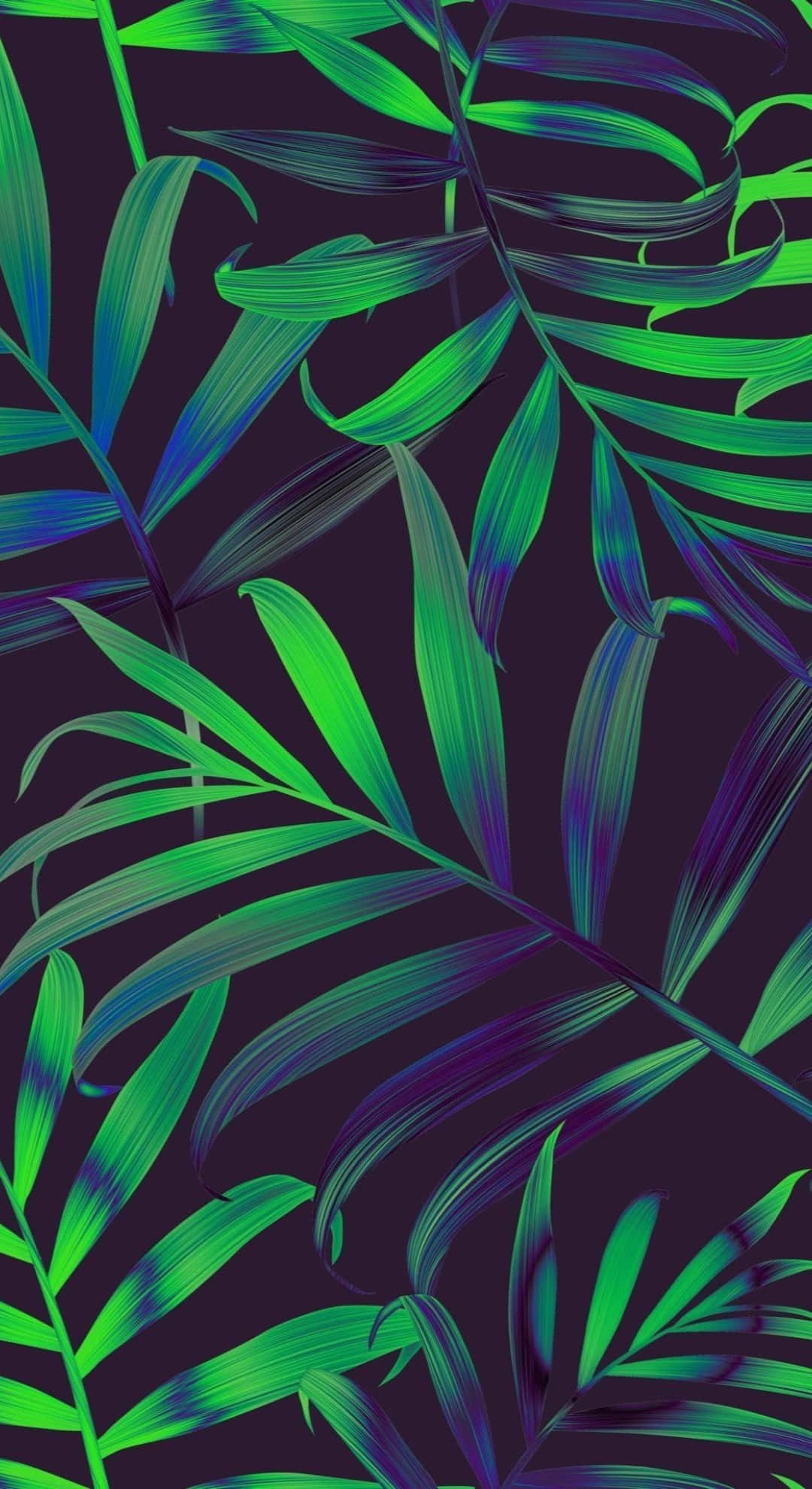 Hawaiian, tropical leaf pattern, neon green, Full HD Phone Wallpaper