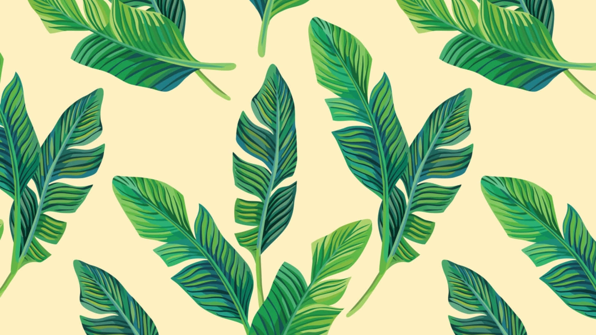 Hawaiian, tropical leaf pattern, vibrant green, Full HD Desktop Wallpaper