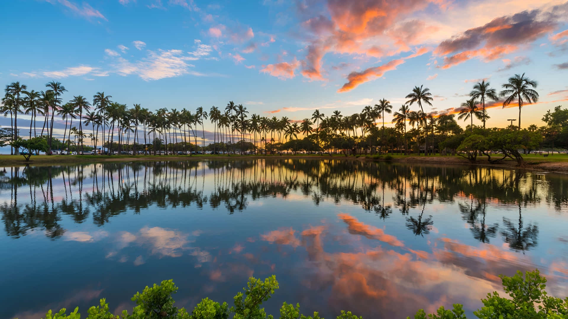 Hawaiian, sunset, lagoon, Full HD Desktop Wallpaper