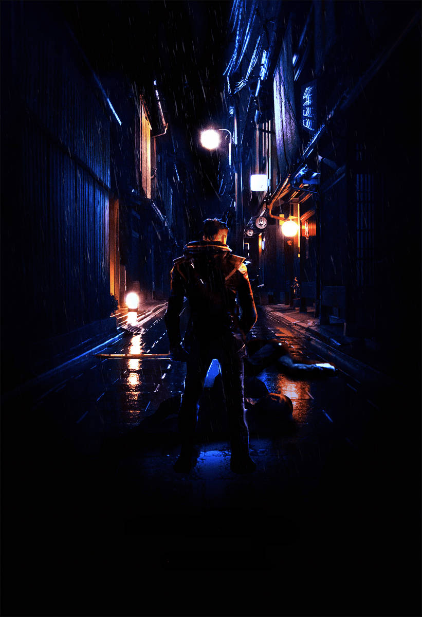 Hawkeye, dark, Japanese street, SD Phone Wallpaper