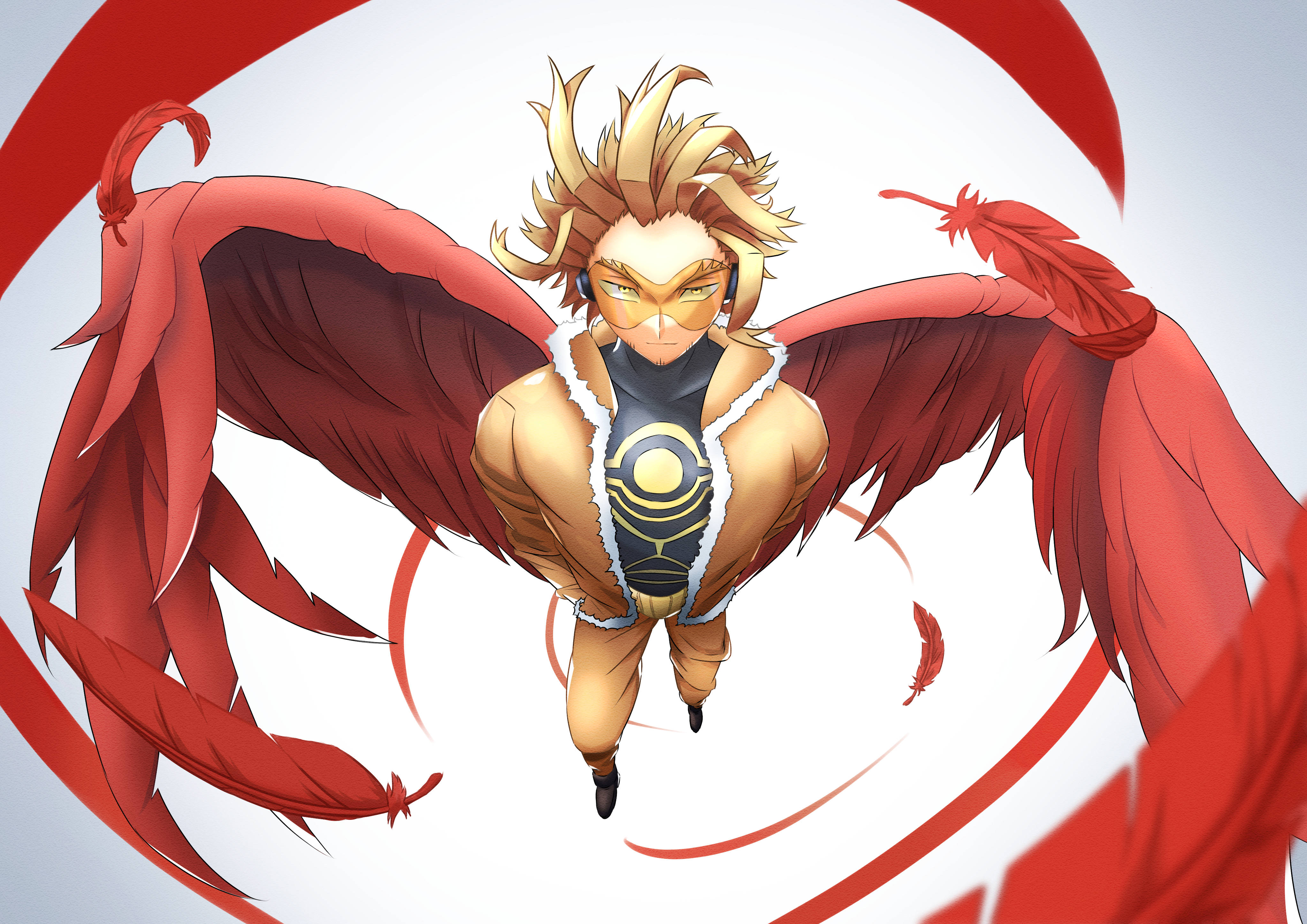 Hawks, My Hero Academia, red feathered wings, 4K Desktop Wallpaper