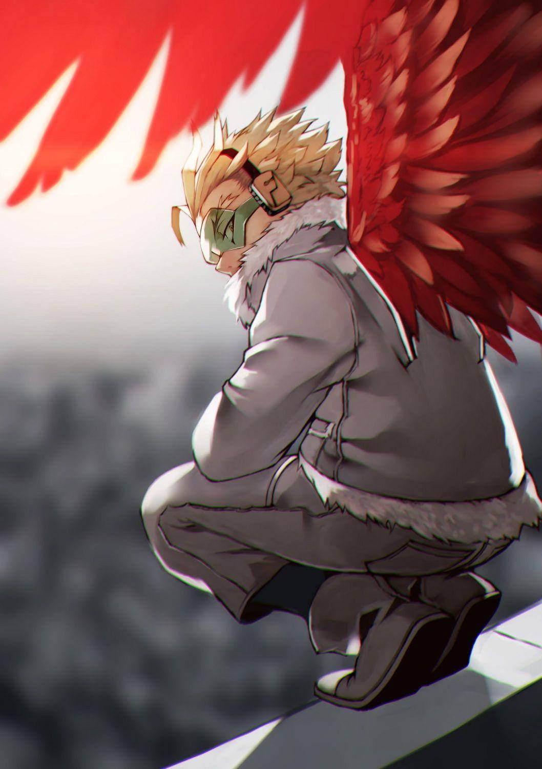 Hawks, My Hero Academia, red wings, HD Phone Wallpaper