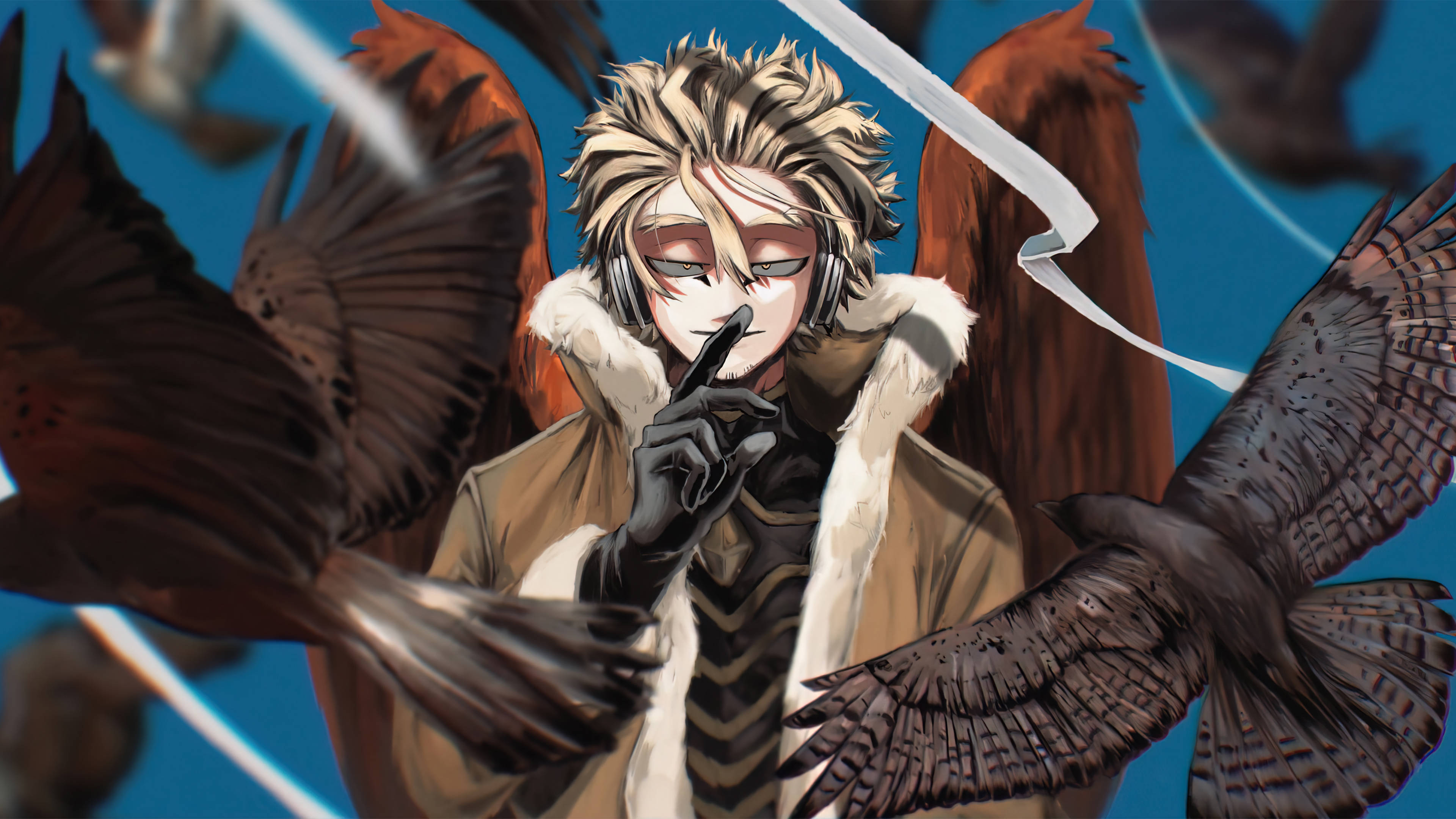 Hawks, My Hero Academia, spiky blonde hair, 4K Desktop Wallpaper