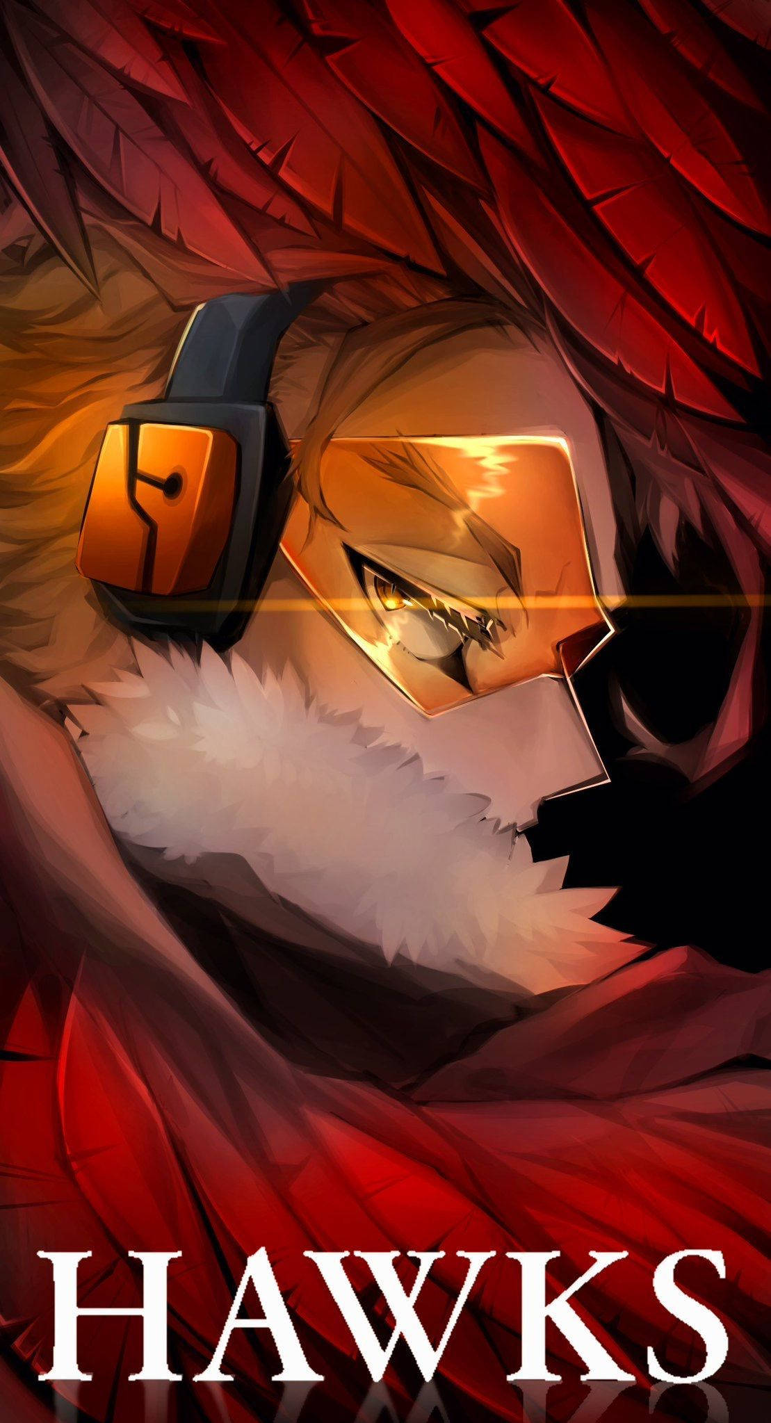 Hawks, My Hero Academia, red feathered hair, Full HD Phone Wallpaper