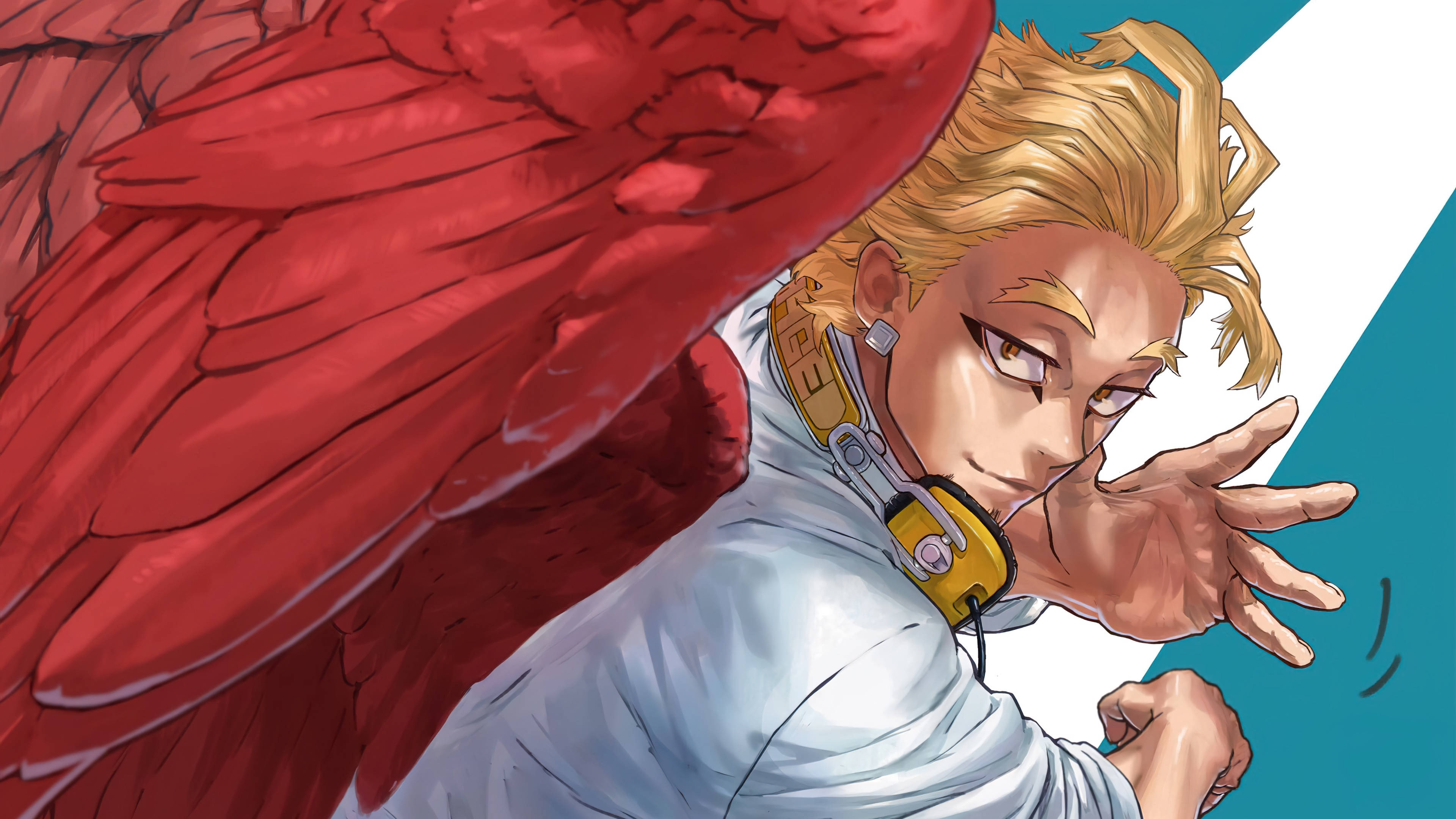 Hawks, My Hero Academia, red wings, 4K Desktop Wallpaper
