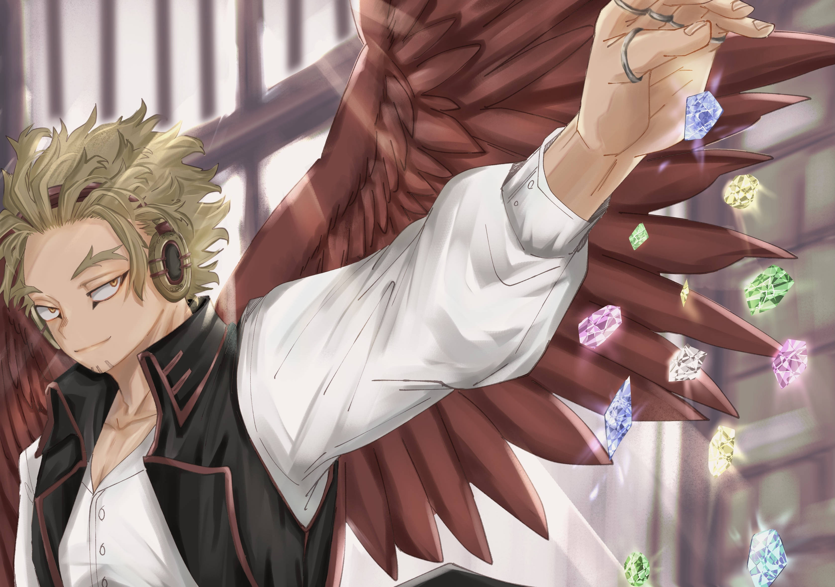 Hawks, My Hero Academia, blonde anime character, 2K Desktop Wallpaper