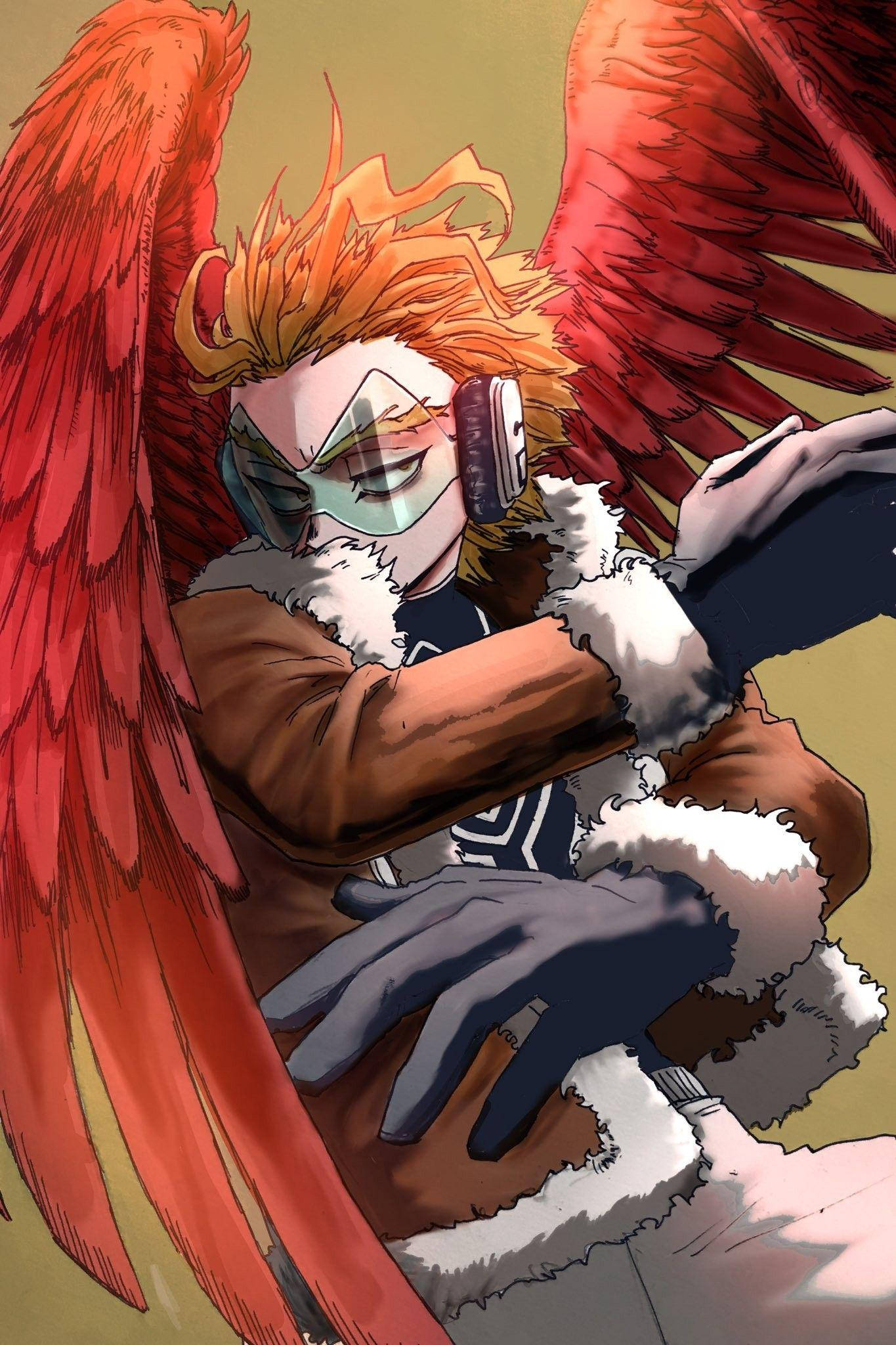 Hawks, My Hero Academia, red wings, Full HD Phone Wallpaper