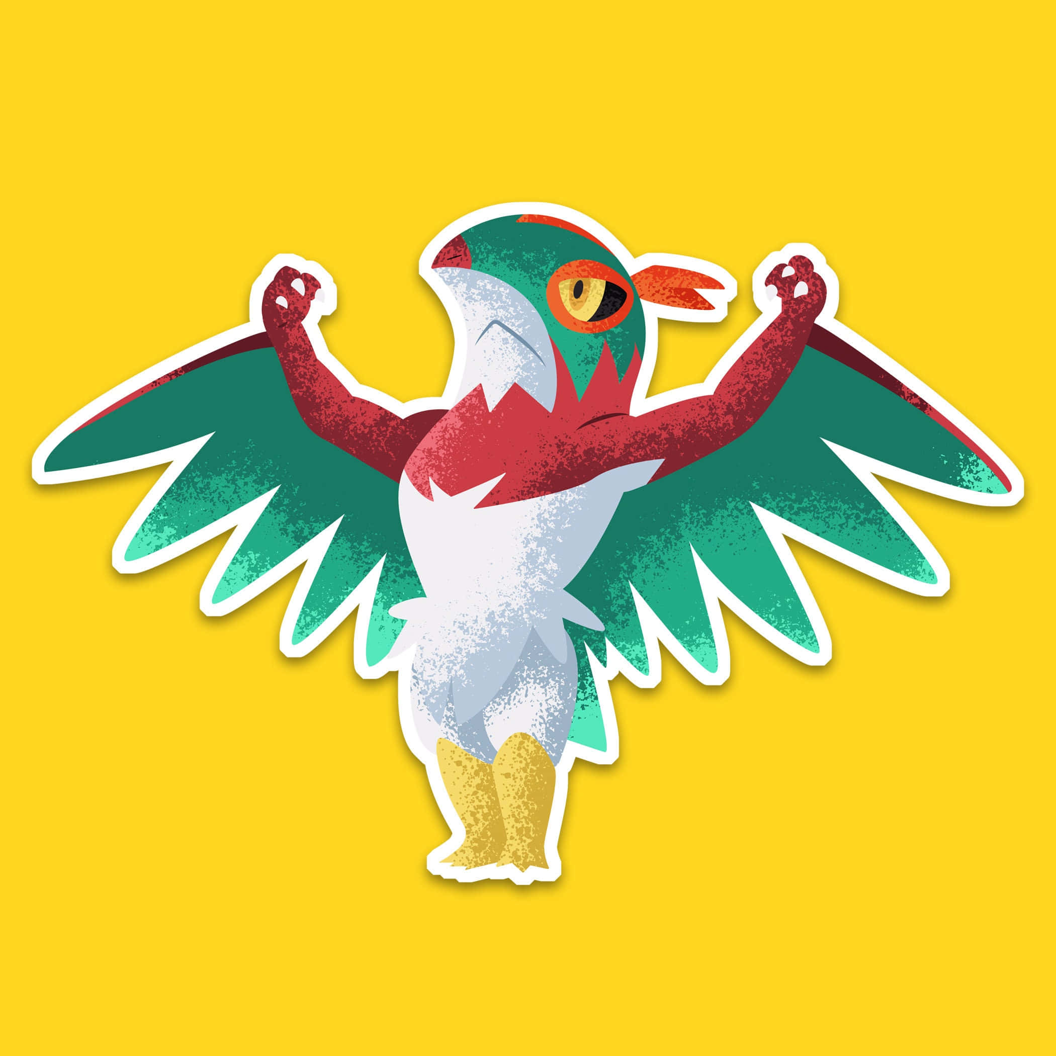 Hawlucha, green wings, red arms, Full HD Desktop Wallpaper