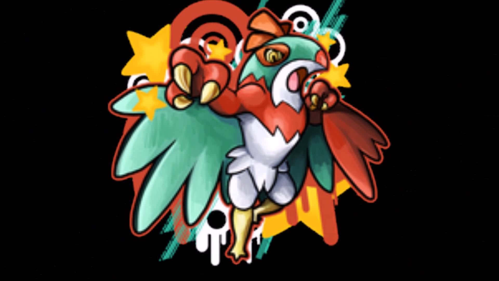 Hawlucha, green wings, red body, Full HD Desktop Wallpaper