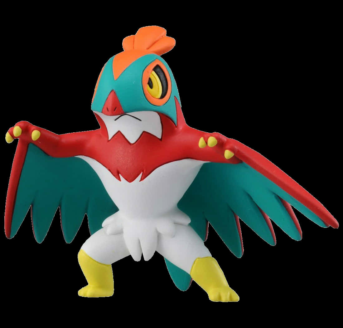Hawlucha, anime-style, red teal and yellow accents, SD Desktop Wallpaper