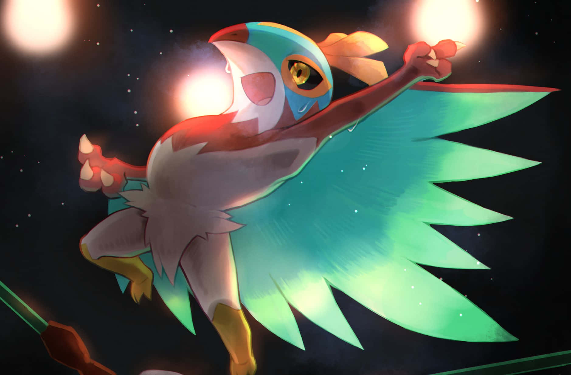 Hawlucha, arena, starry night sky, HD Desktop Wallpaper