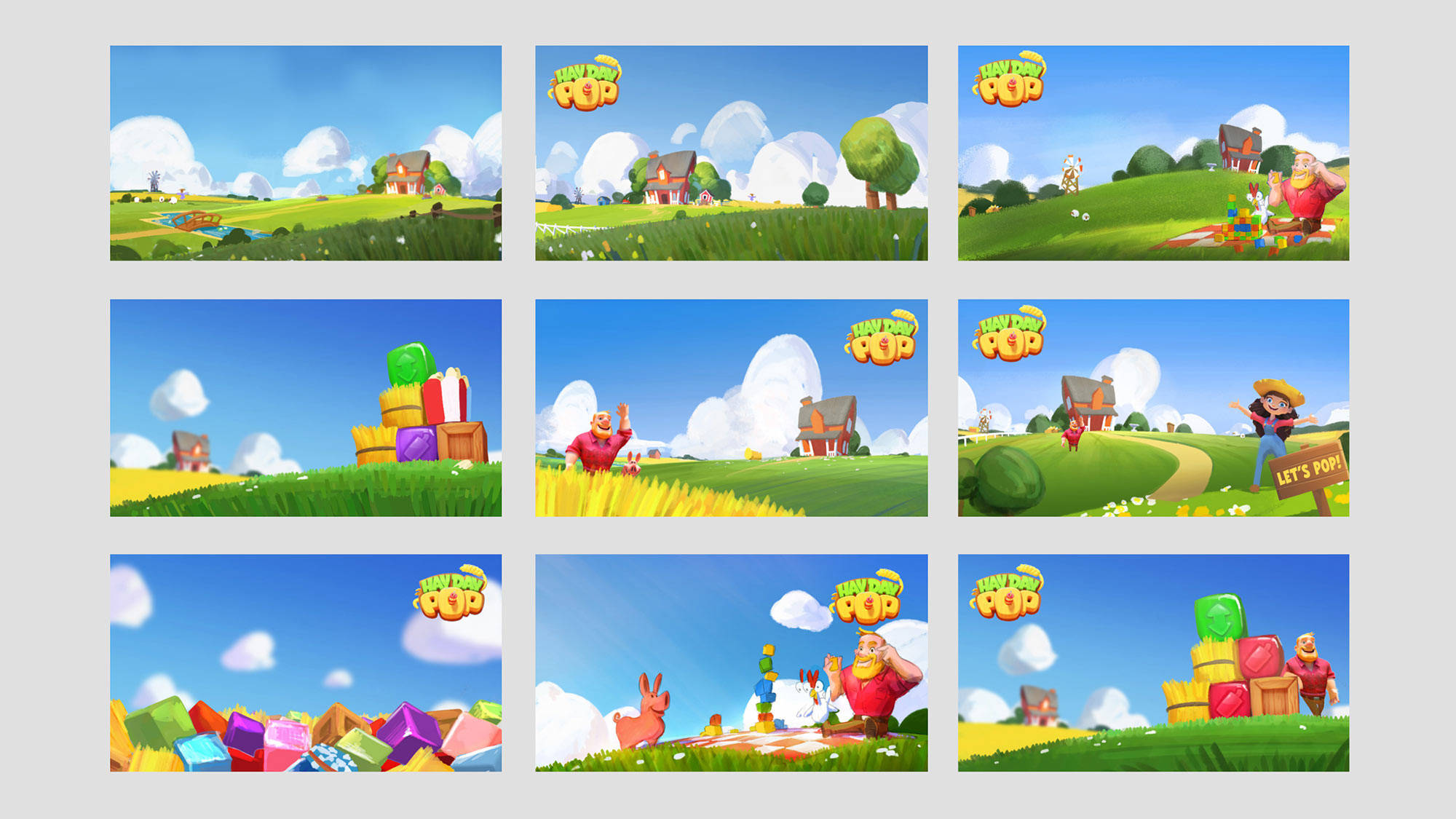 Hay Day, red-haired character, colorful blocks, Full HD Desktop Wallpaper