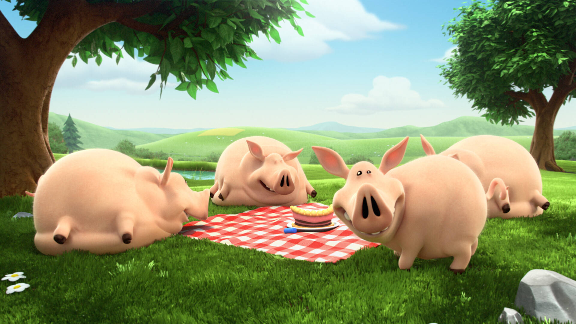 Hay Day, pigs, picnic, Full HD Desktop Wallpaper