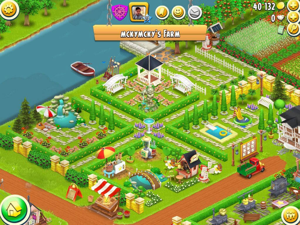 Hay Day, isometric farm game, colorful gardens, SD Desktop Wallpaper