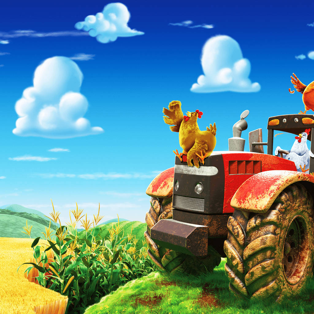 Hay Day, red tractor, muddy tires, SD Desktop Wallpaper