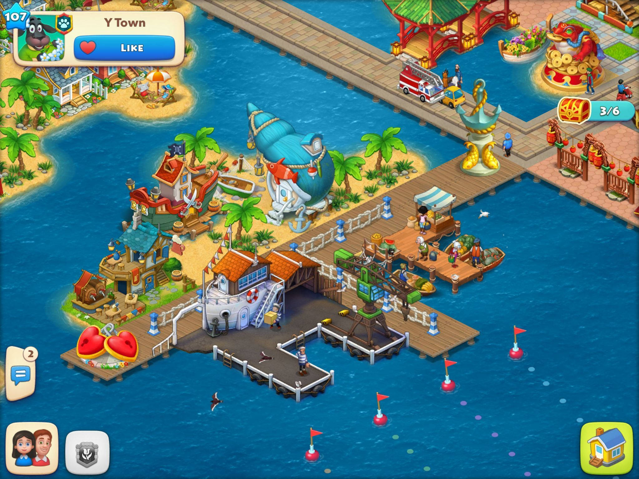 Hay Day, town, dock, Full HD Desktop Wallpaper