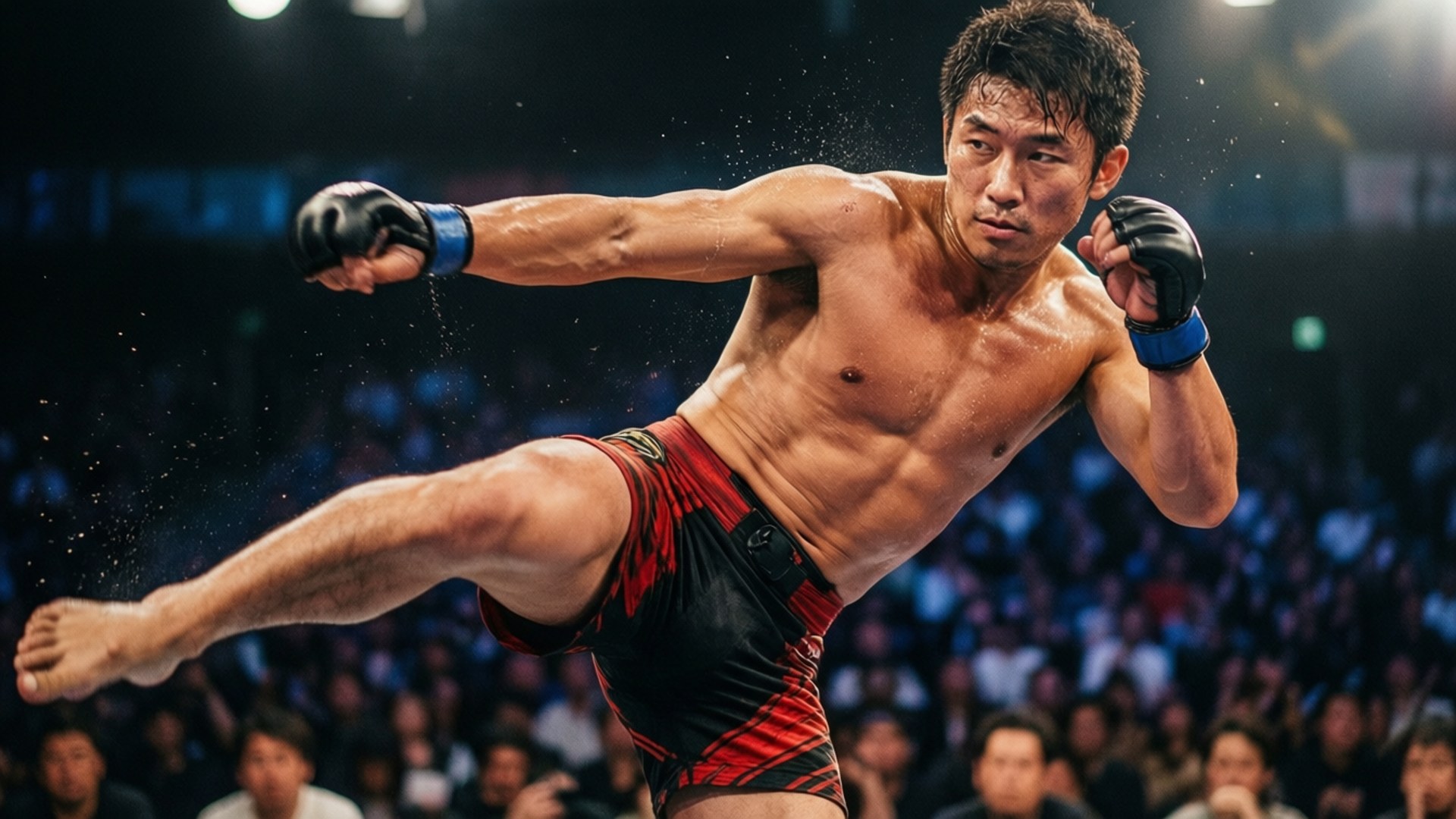 Hayato Sakurai, MMA arena, mid-kick, Full HD Desktop Wallpaper