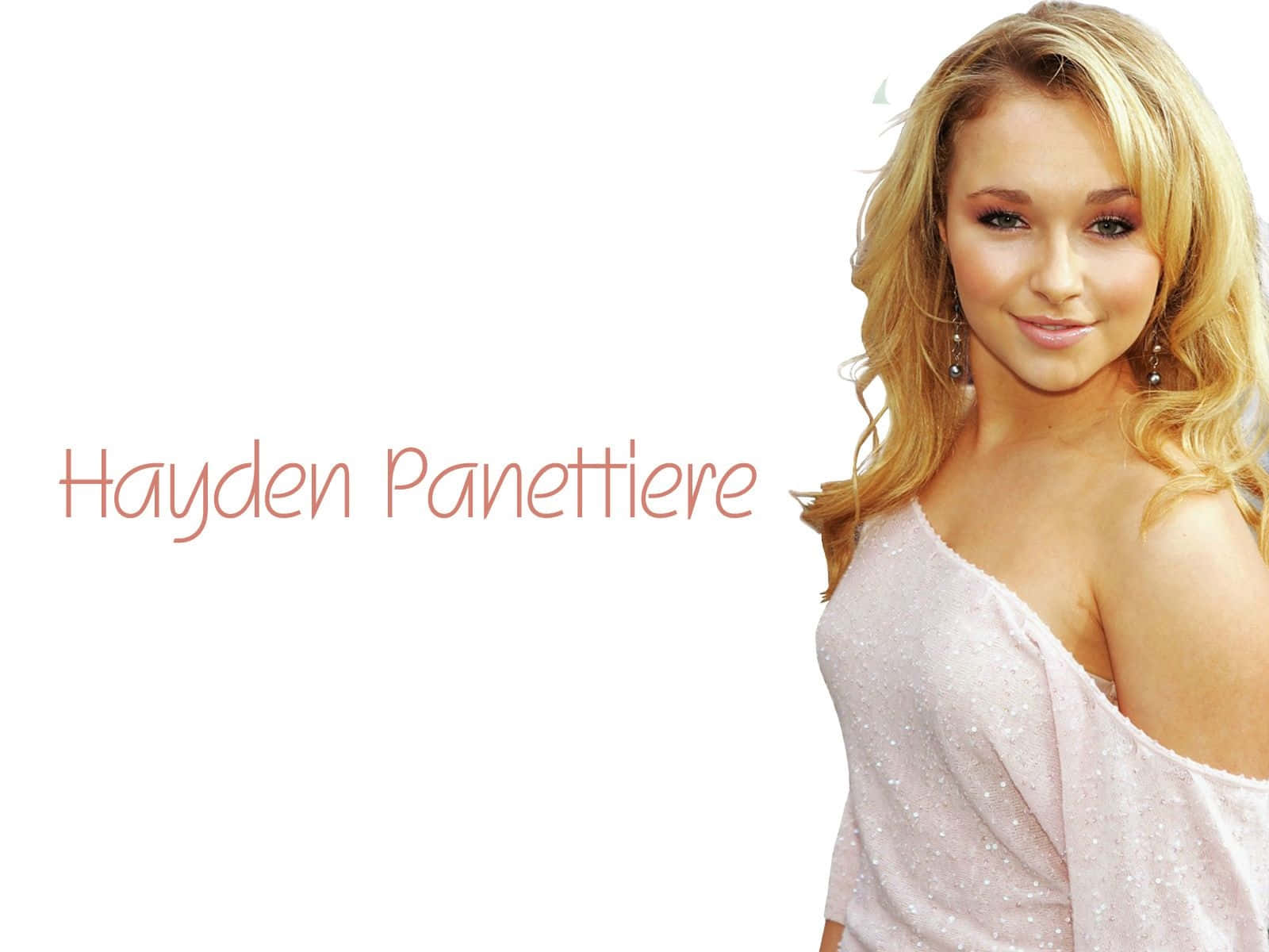 Hayden Panettiere, sparkly off-shoulder top, clean white background, HD Desktop Wallpaper