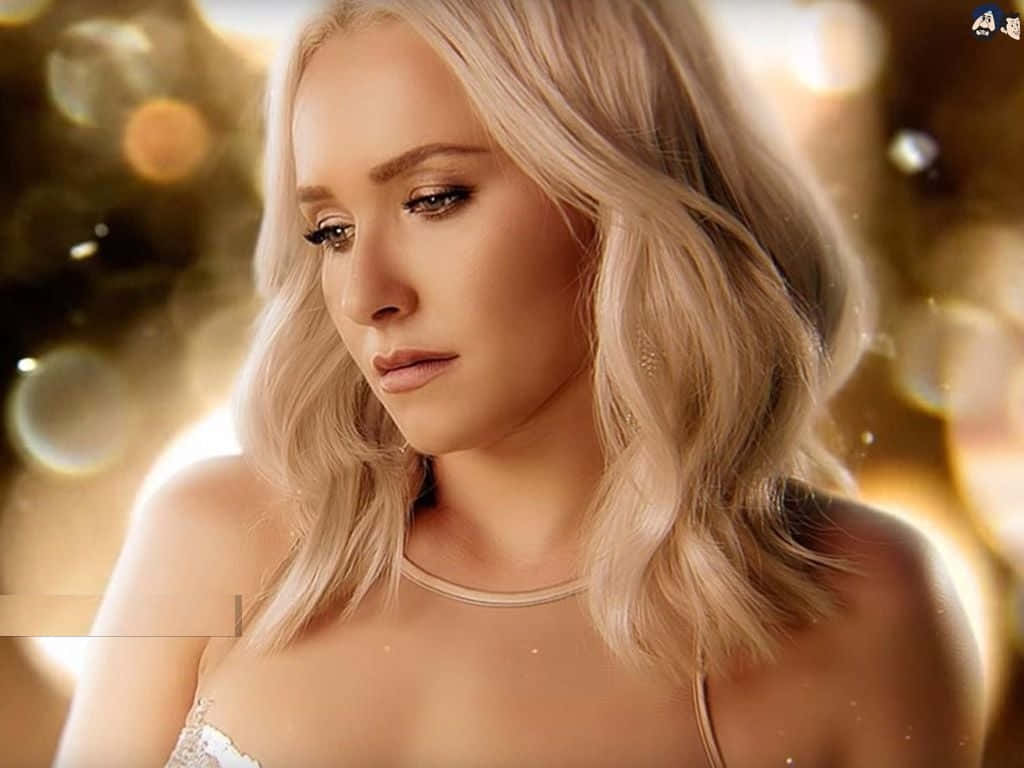 Hayden Panettiere, blonde hair, warm golden bokeh background, SD Desktop Wallpaper