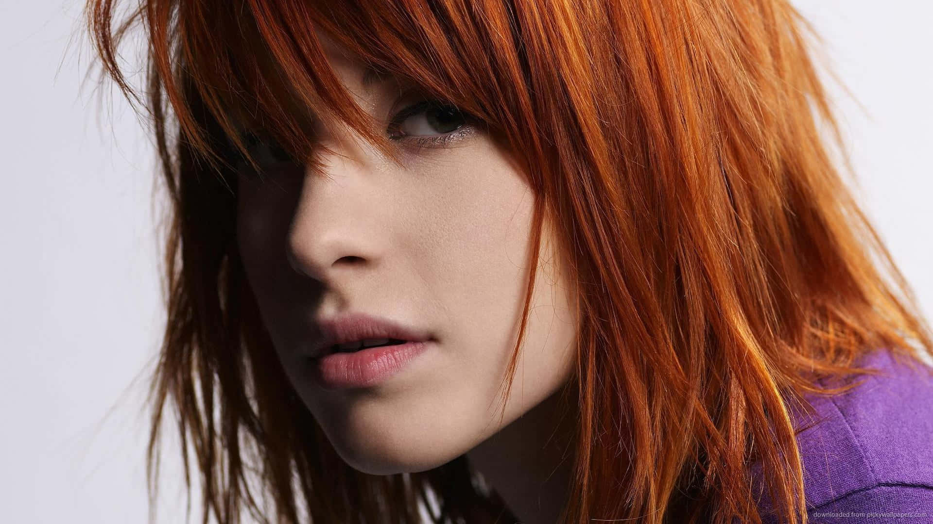 Hayley Williams, fiery red hair, intense gaze, Full HD Desktop Wallpaper