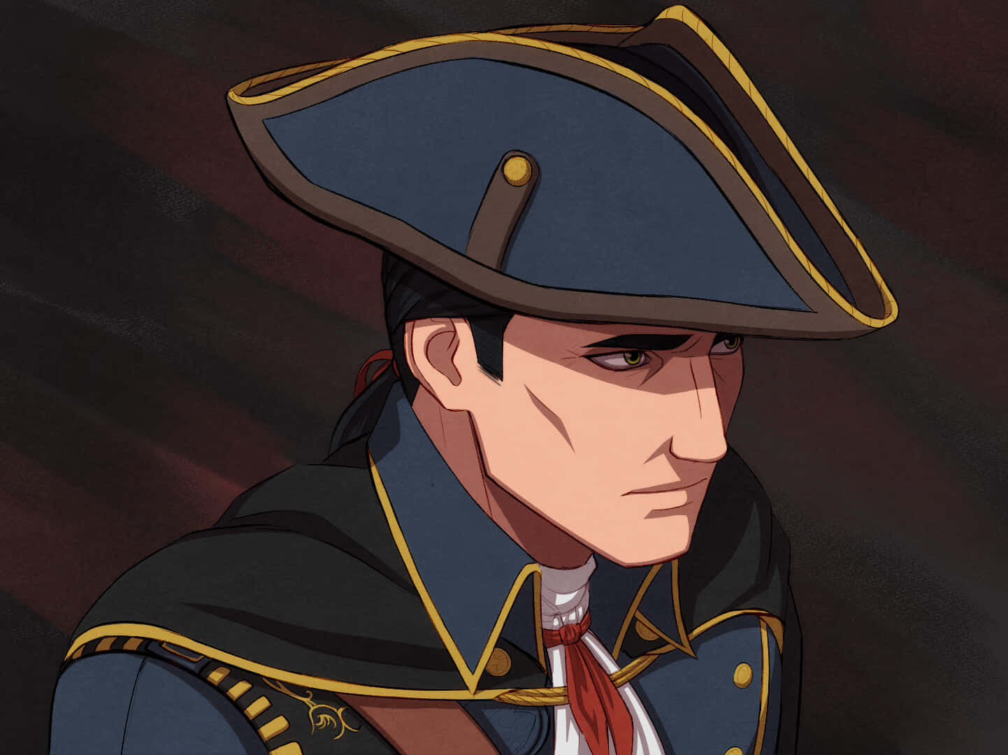 Haytham Kenway, blue tricorn hat, gold trim, HD Desktop Wallpaper