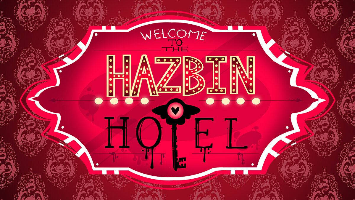 Hazbin Hotel, red logo, vibrant red vintage sign, SD Desktop Wallpaper