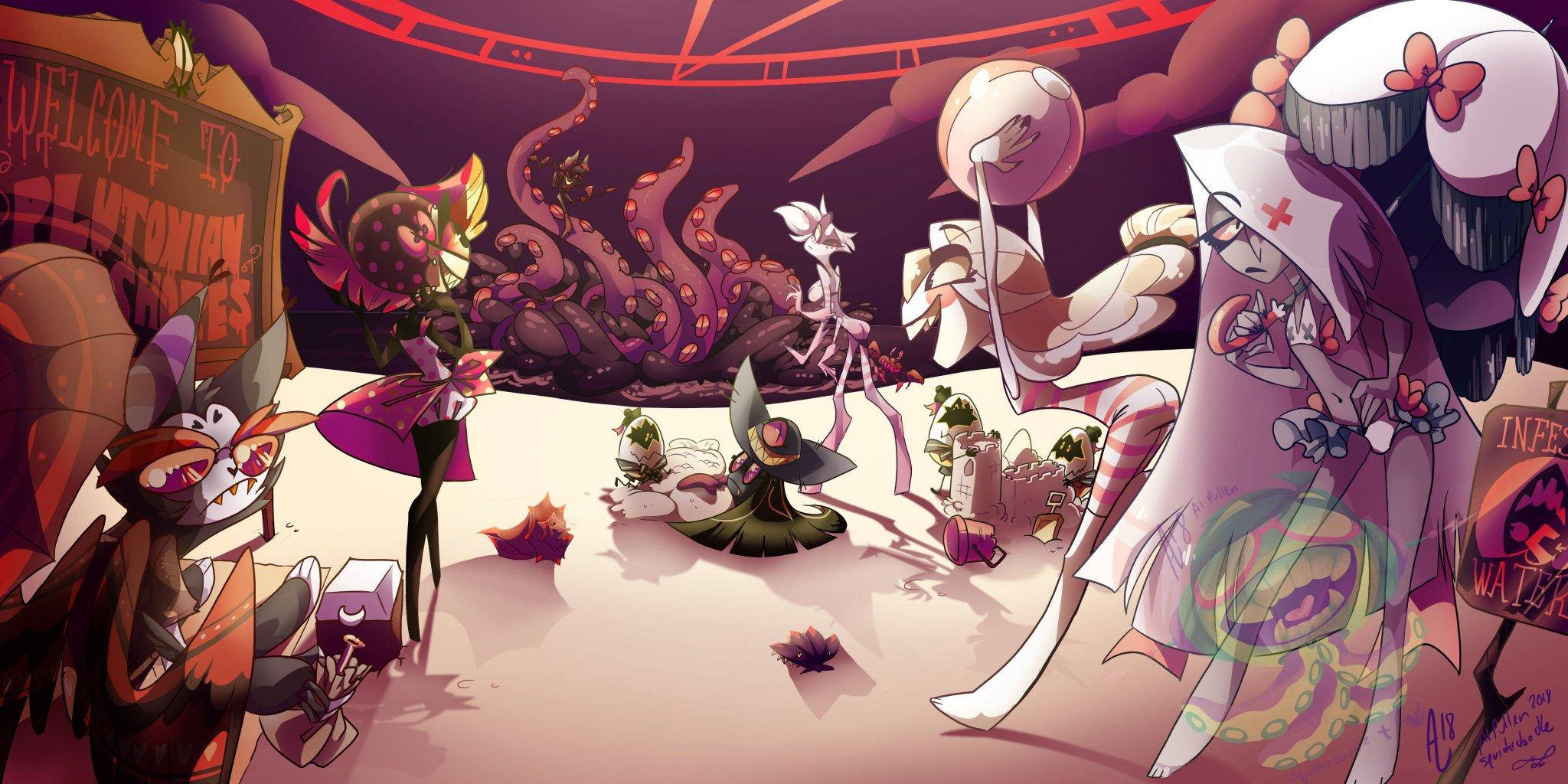 Hazbin Hotel, carnival, red archway, Full HD Desktop Wallpaper