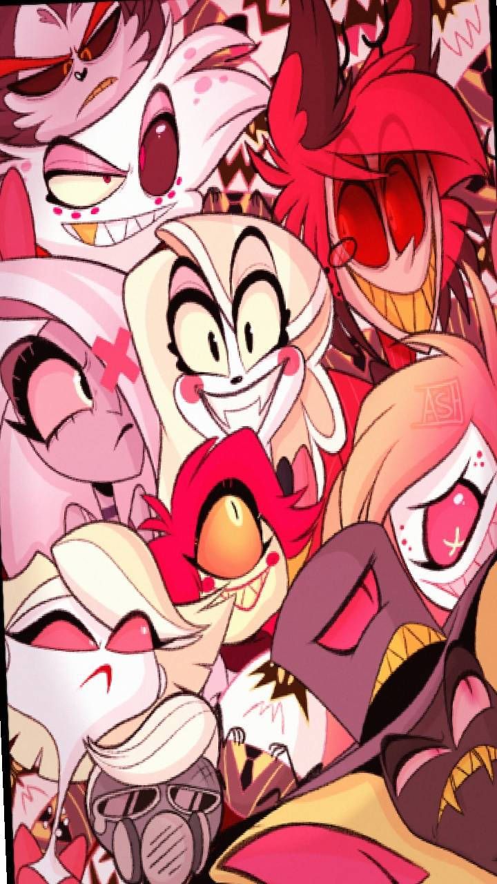 Hazbin Hotel, group selfie, demonic characters, HD Phone Wallpaper