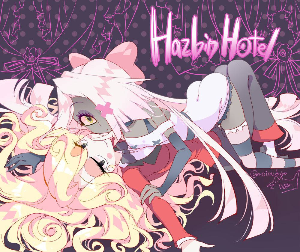 Hazbin Hotel, pink-haired anime girl, maid outfit, SD Desktop Wallpaper