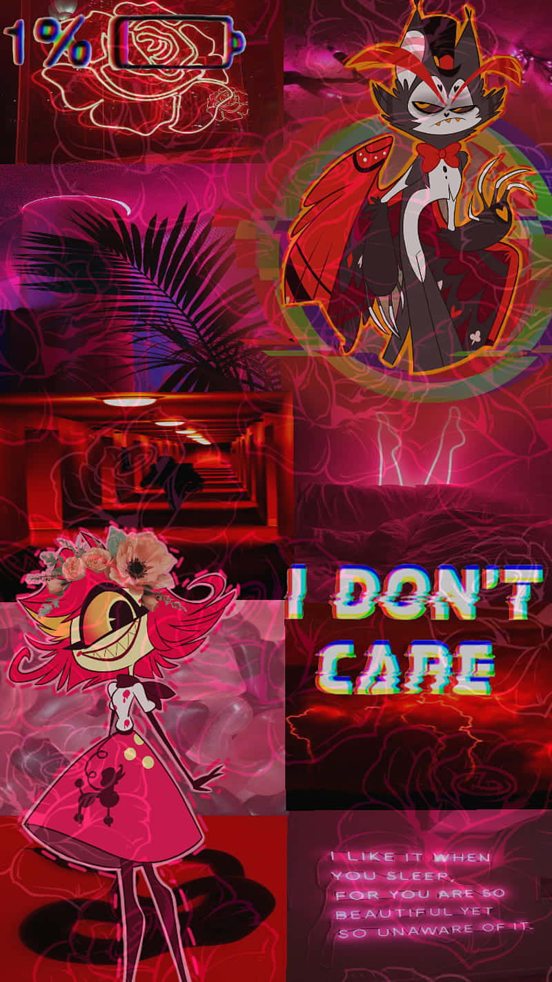 Hazbin Hotel, neon aesthetic, pink and red neon-lit environment, HD Phone Wallpaper
