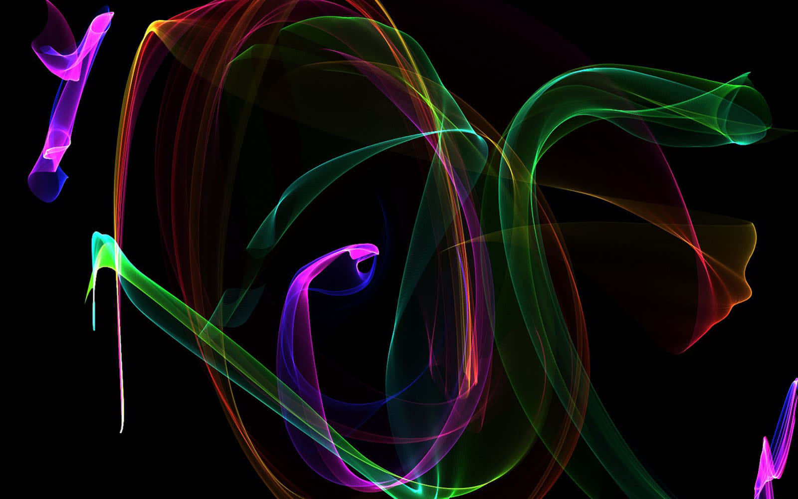 neon ribbons, pitch black background, abstract digital dance of color, HD Desktop Wallpaper