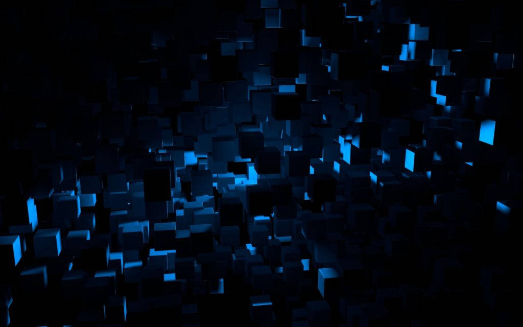 HD Abstract, dark blue cubes, glowing blue cubes, SD Desktop Wallpaper