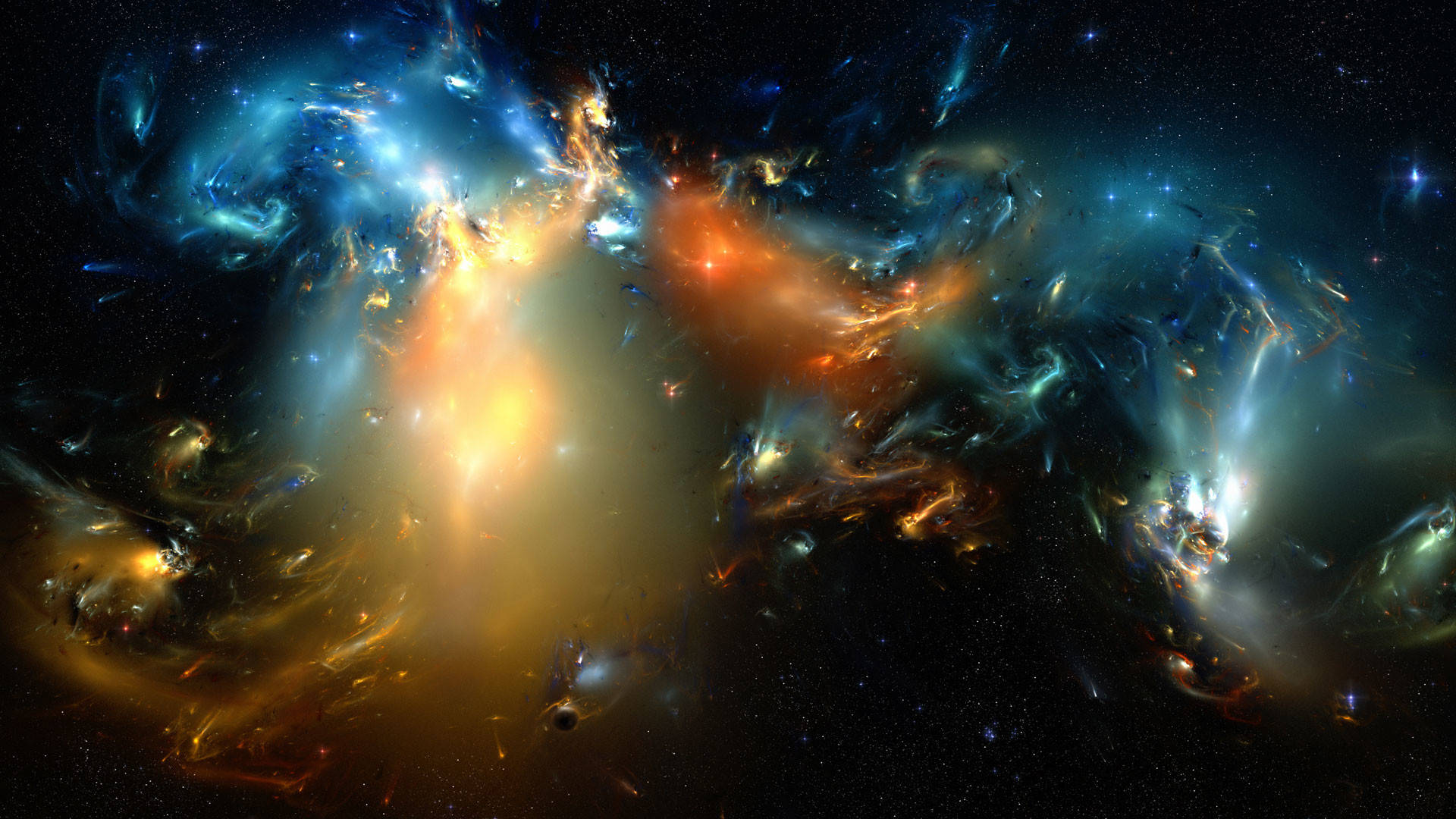 HD Abstract, cosmic nebula, fiery orange, Full HD Desktop Wallpaper