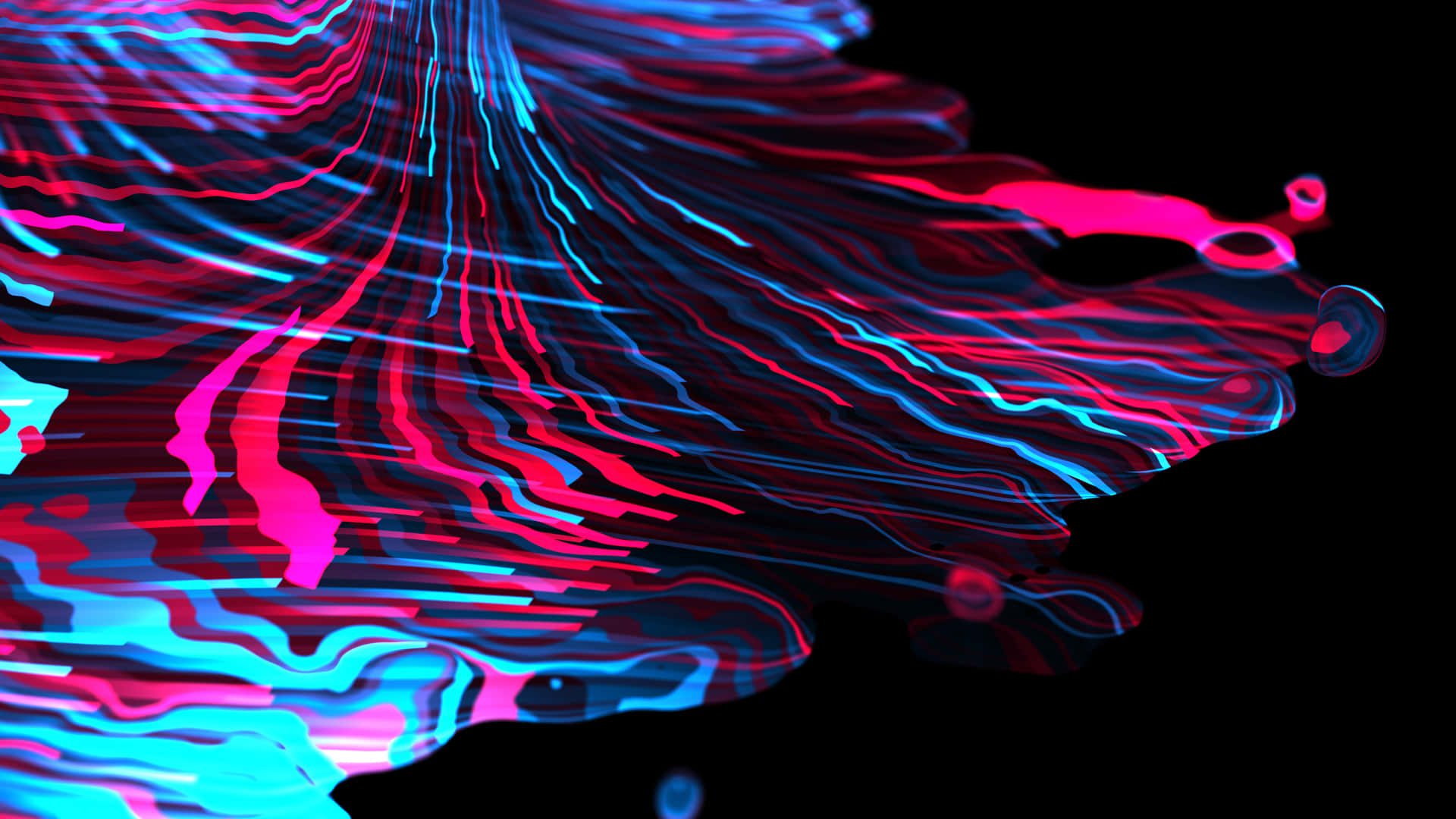 neon pink, cyan, liquid waves, Full HD Desktop Wallpaper