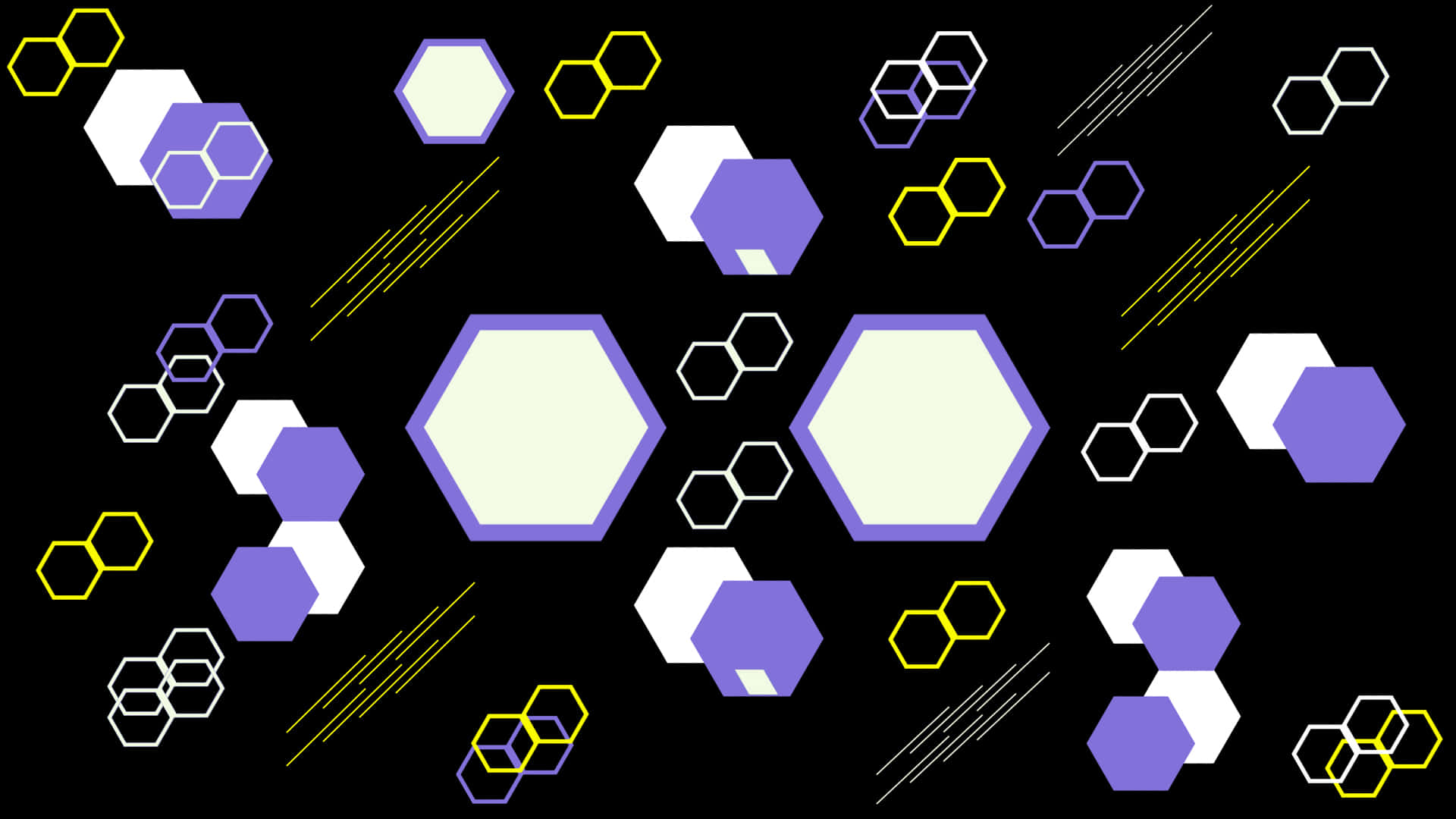 purple, yellow, hexagonal pattern, Full HD Desktop Wallpaper